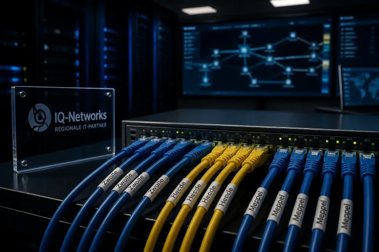 moderne serverkast met gecentraliseerde netwerkswitch en labels zwolle heerde meppel